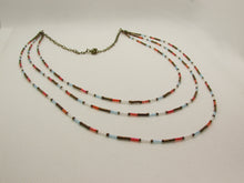 Load image into Gallery viewer, Triple Strand Copper with Red, White and Blue Necklace
