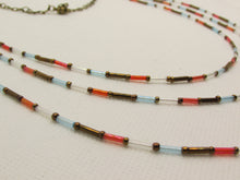 Load image into Gallery viewer, Triple Strand Copper with Red, White and Blue Necklace
