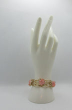 Load image into Gallery viewer, Triple strand chain bracelet with pink stone accents