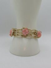 Load image into Gallery viewer, Triple strand chain bracelet with pink stone accents