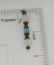Load image into Gallery viewer, Translucent White and Blue Earrings with Bronze Accents
