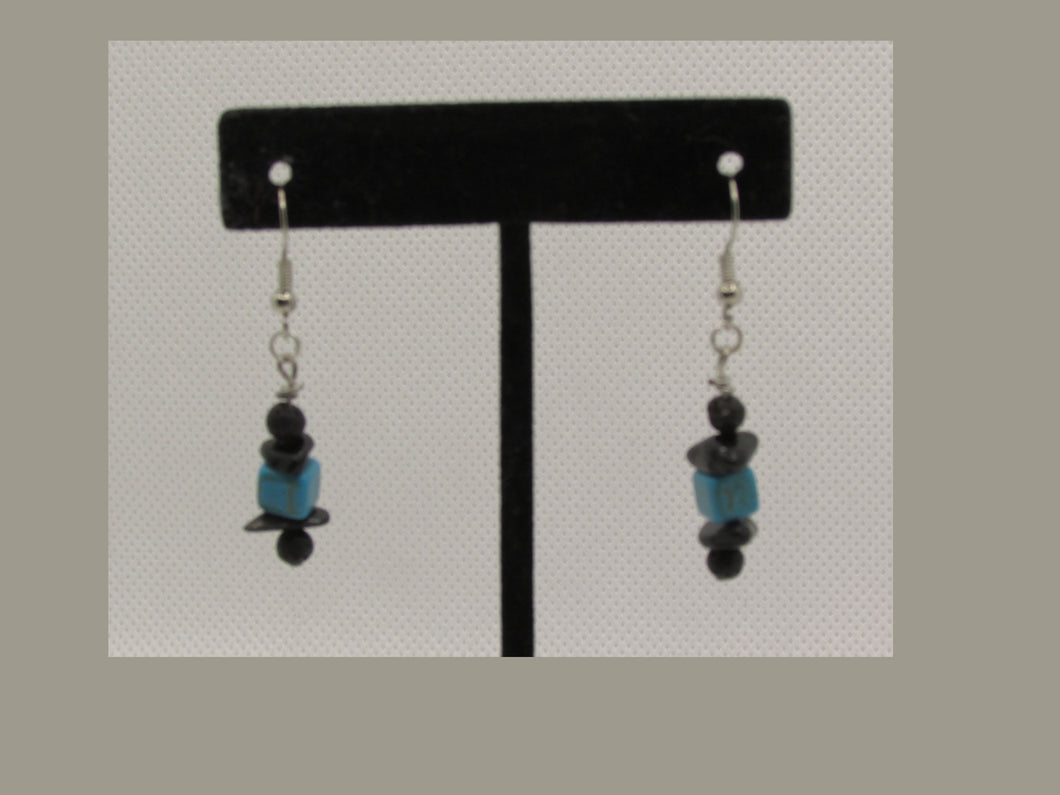 Turquoise and Black Earrings
