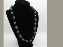 Load image into Gallery viewer, Turquoise and Brown &#39;Eye&#39; Bead Neclacke
