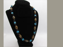 Load image into Gallery viewer, Turquoise and Brown 'Eye' Bead Neclacke