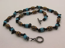 Load image into Gallery viewer, Turquoise and Brown 'Eye' Bead Neclacke