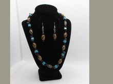 Load image into Gallery viewer, Turquoise and Brown 'Eye' Bead Neclacke