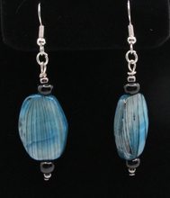 Load image into Gallery viewer, Black Striped Teal Earrings
