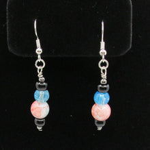 Load image into Gallery viewer, Pink Crackle and Blue Earrings
