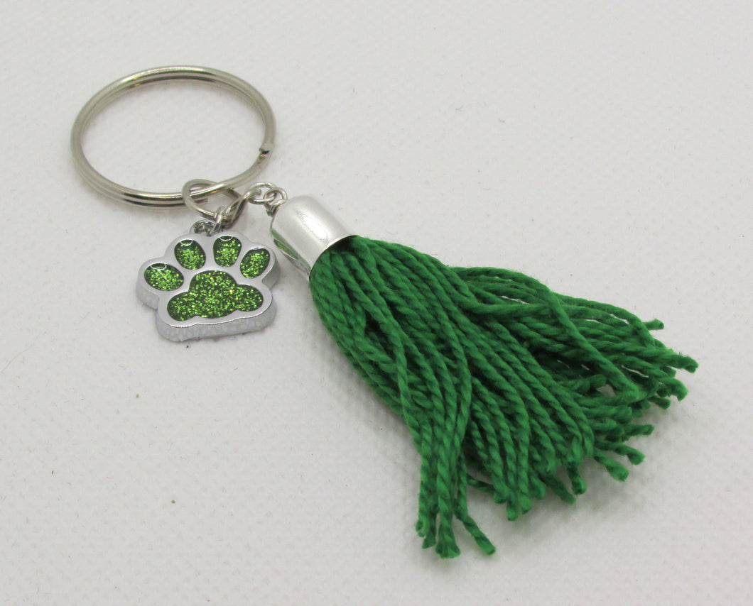 Tassel Glitter Paw Charm Keychain