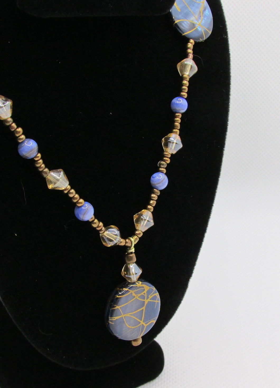 Blue and Gold Splatter Necklace