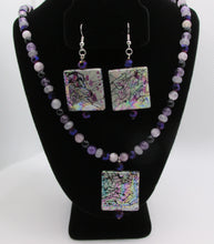 Load image into Gallery viewer, Iridescent Purple and Black Splatter Earrings
